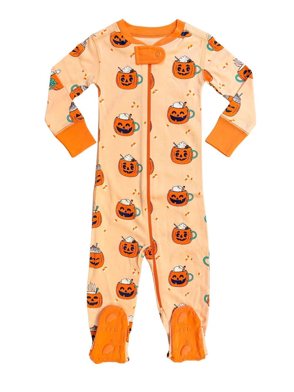 The Beaufort Bonnet Company Pumpkin Spiced Latte Halloween Footed Pajamas